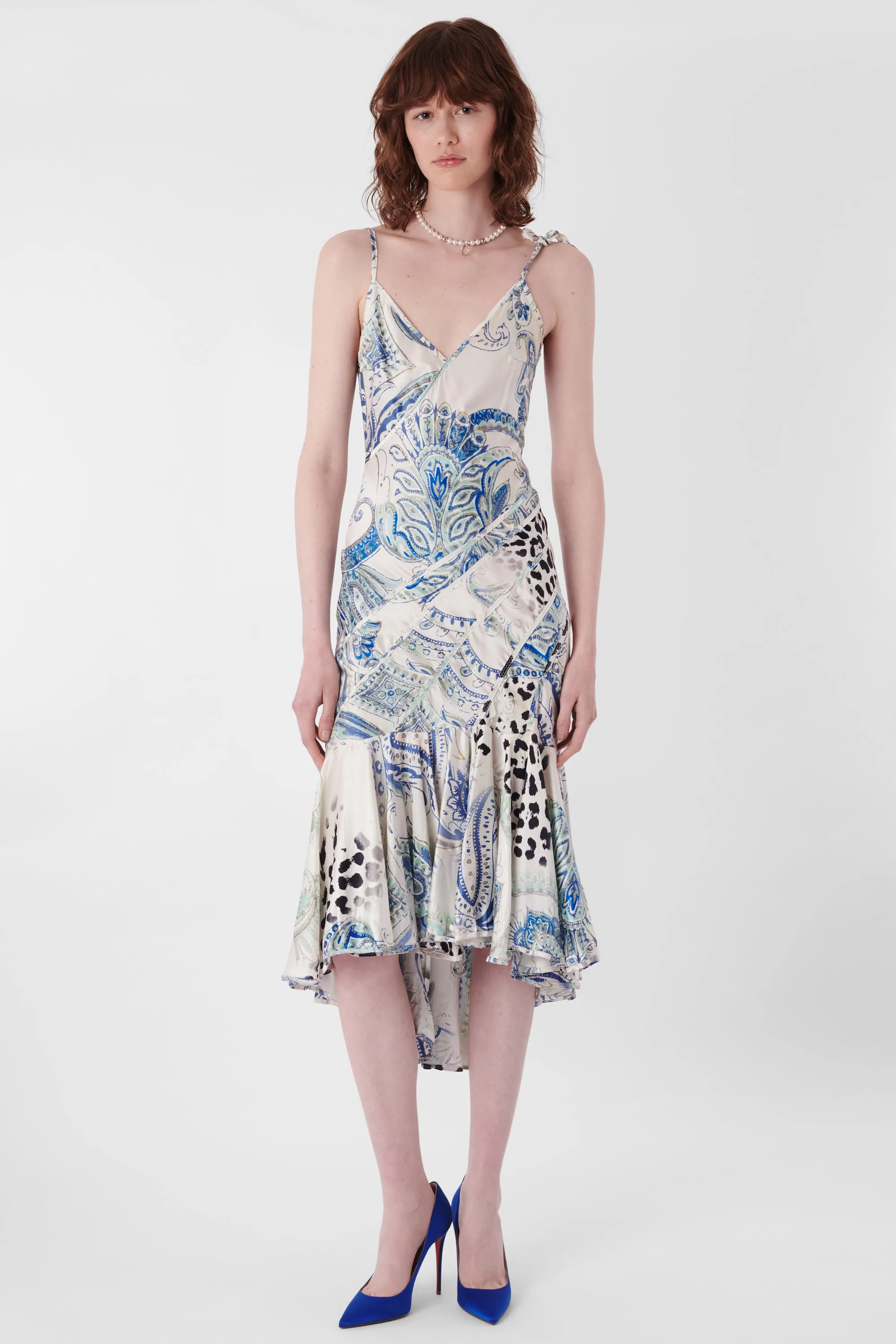 2004 Paisley Print Mermaid Slip Dress