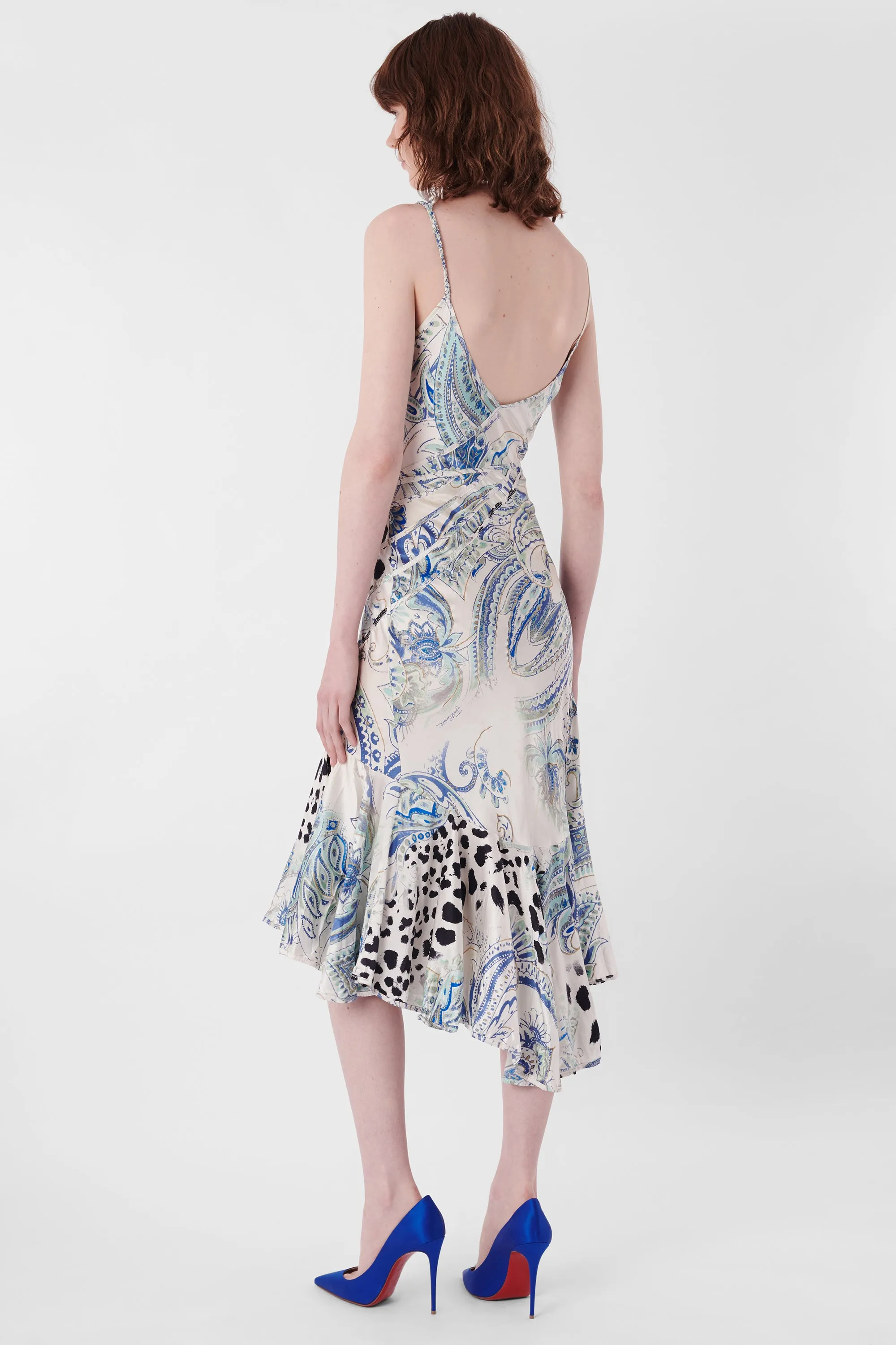 2004 Paisley Print Mermaid Slip Dress