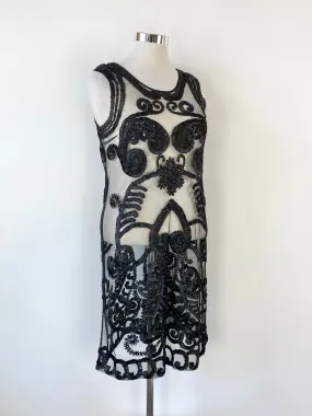 Alberta Ferretti Sheer Black Lace Midi Dress - AU10/12