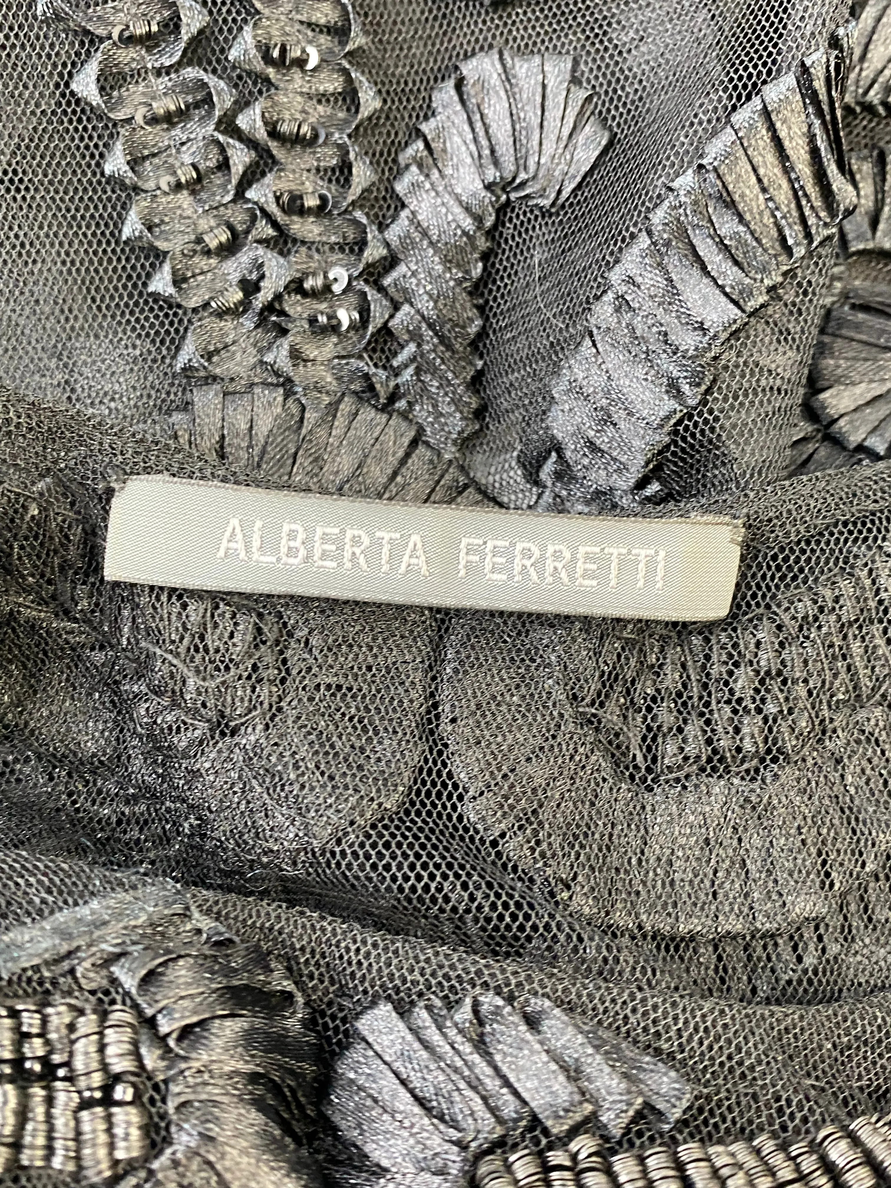 Alberta Ferretti Sheer Black Lace Midi Dress - AU10/12