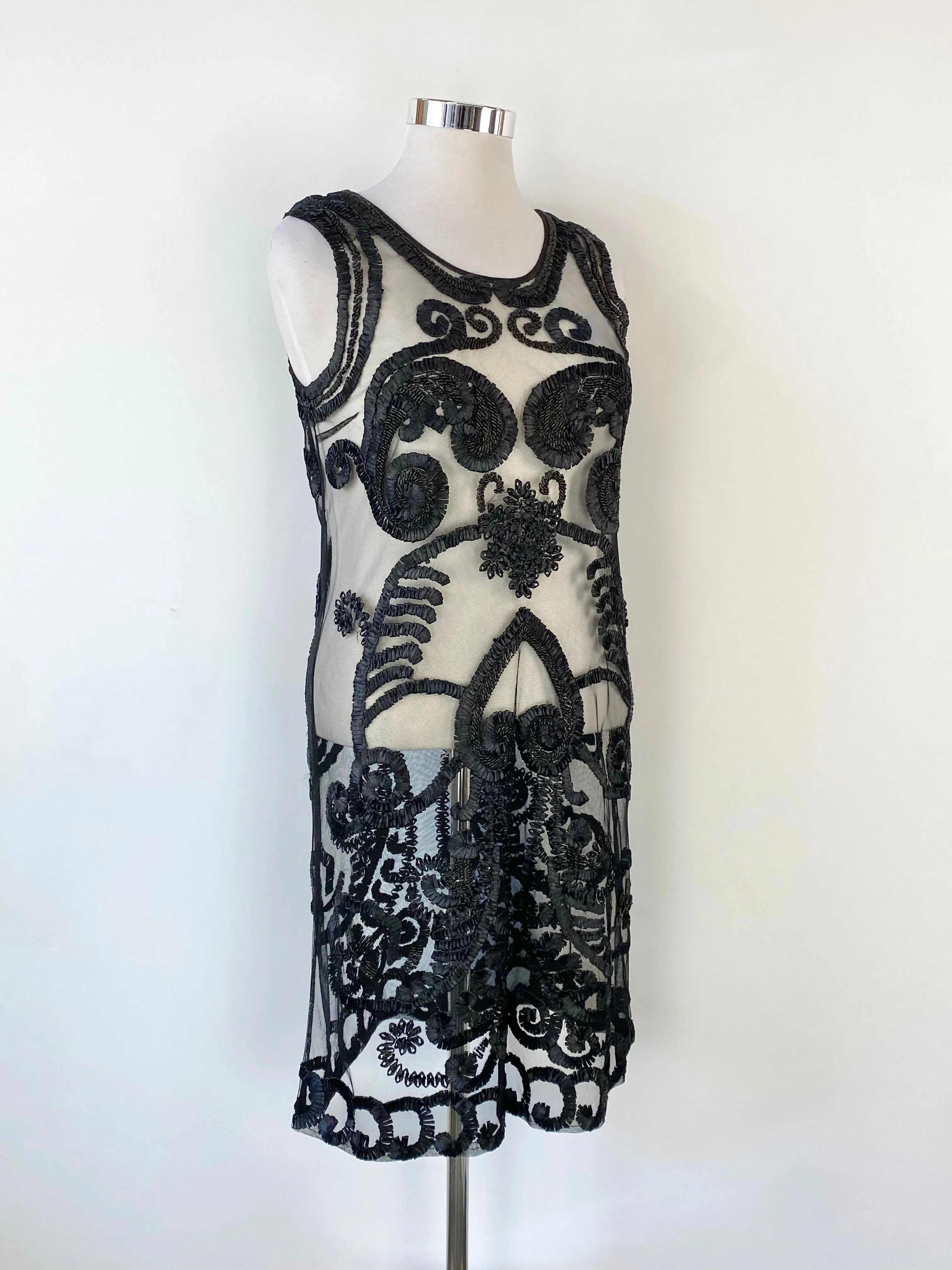 Alberta Ferretti Sheer Black Lace Midi Dress - AU10/12