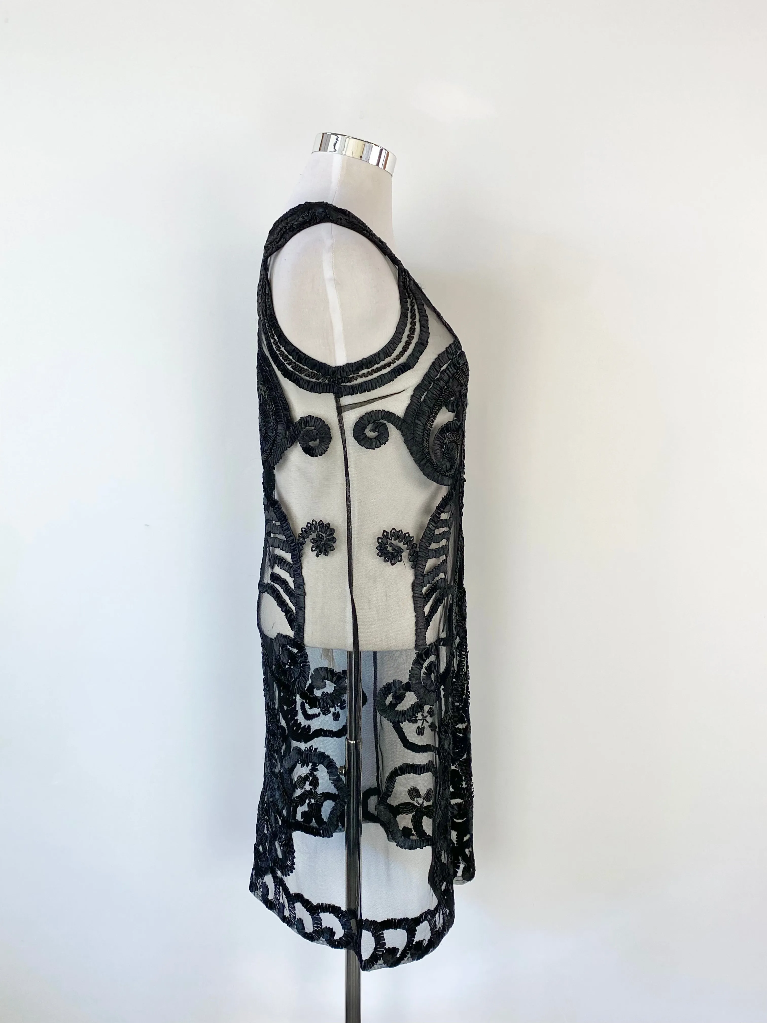 Alberta Ferretti Sheer Black Lace Midi Dress - AU10/12