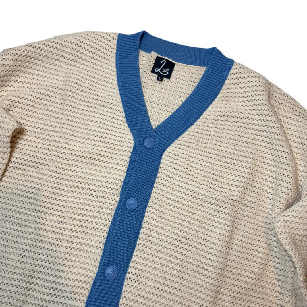 Anti-Logo Knitted Cardigan - 100% Cotton - Dropped Shoulder