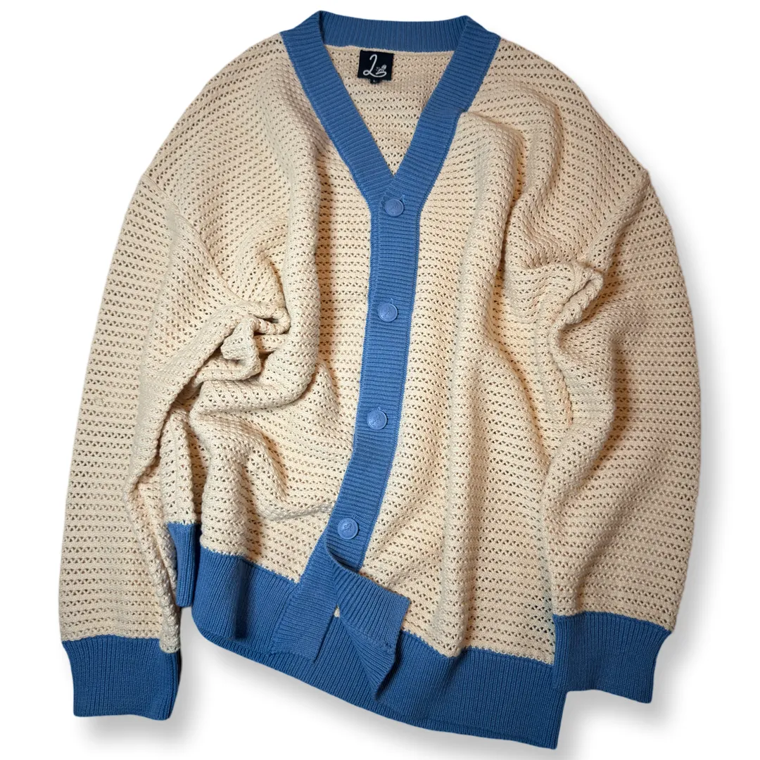 Anti-Logo Knitted Cardigan - 100% Cotton - Dropped Shoulder