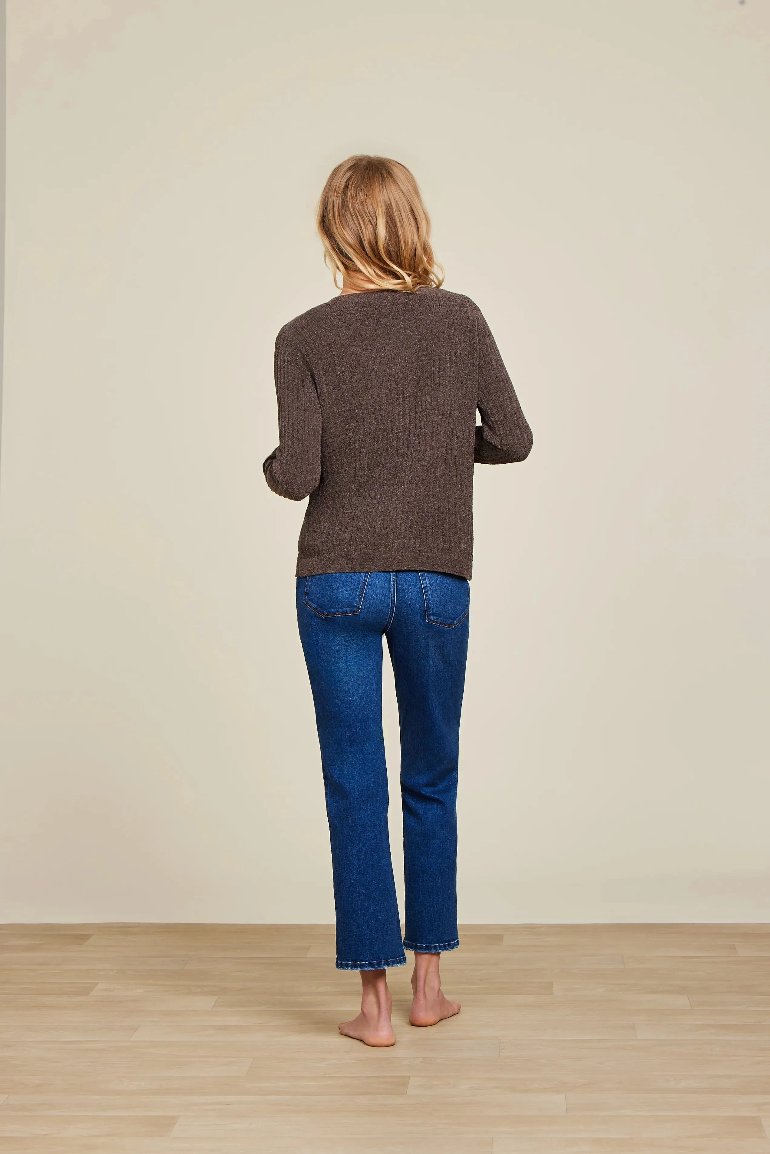 Barefoot Dreams - CozyChic Ultra Lite® Ribbed Button Cardigan - Java