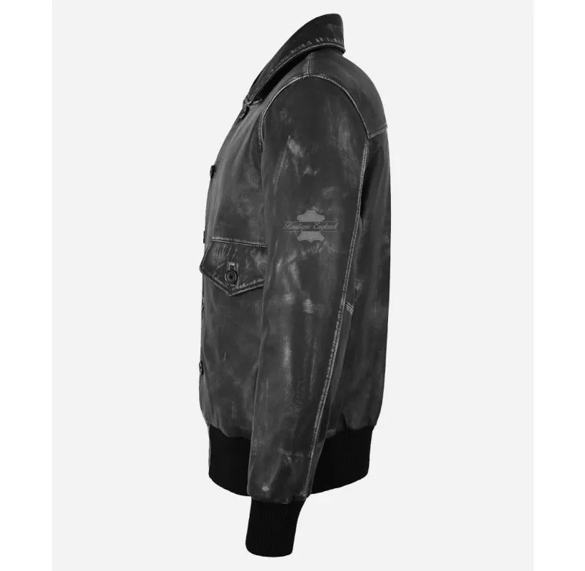 Barnstormer 1920 Bomber Jacket Men's Black Aerobatic Bomber Leather Jacket