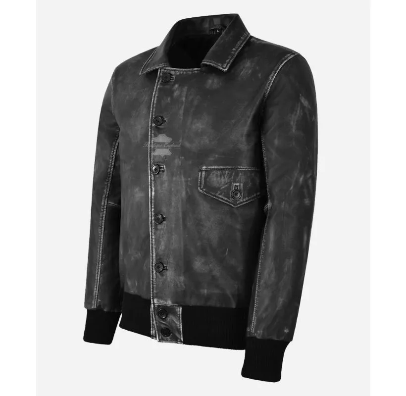 Barnstormer 1920 Bomber Jacket Men's Black Aerobatic Bomber Leather Jacket
