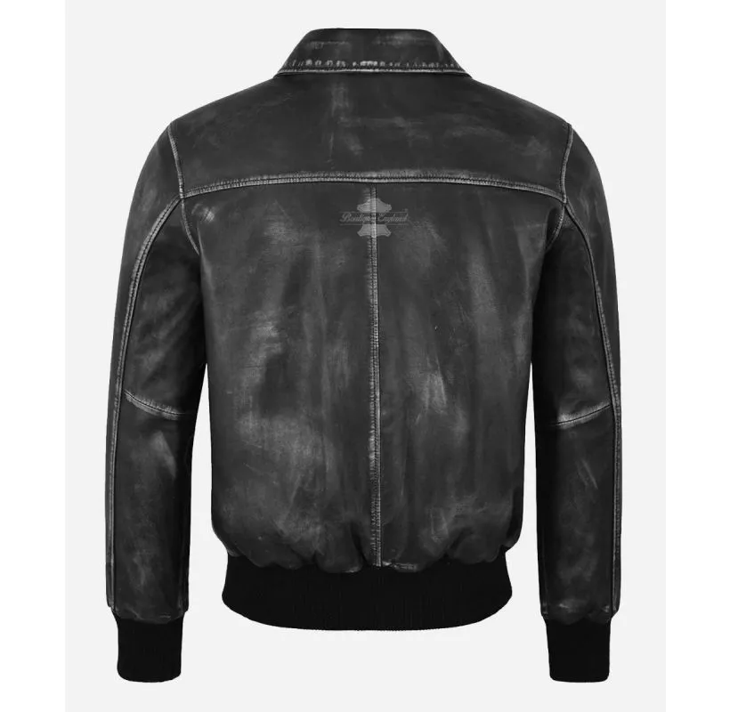 Barnstormer 1920 Bomber Jacket Men's Black Aerobatic Bomber Leather Jacket