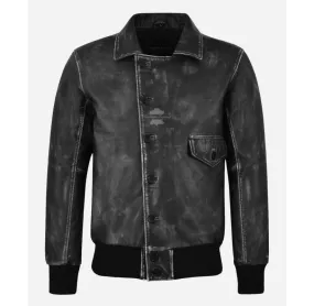 Barnstormer 1920 Bomber Jacket Men's Black Aerobatic Bomber Leather Jacket