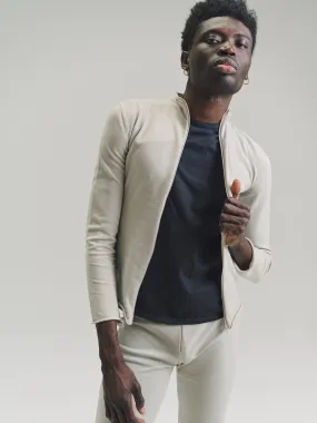 Beige Nylon No.151 Knitted Zipper Jacket