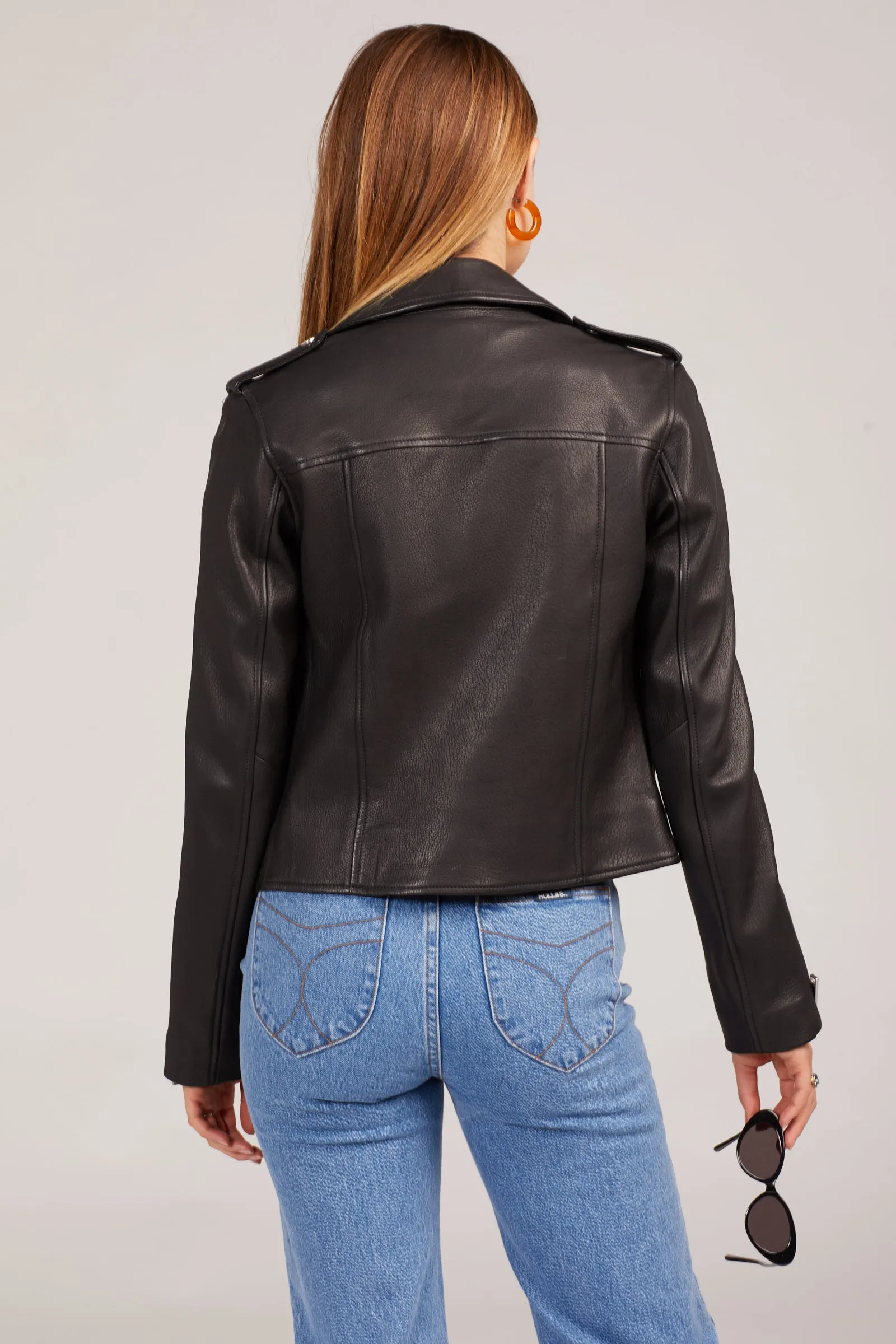 Black Kas Leather Biker Jacket