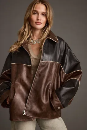 Bono Colorblock Vegan Leather Jacket