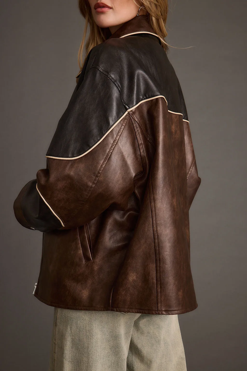 Bono Colorblock Vegan Leather Jacket