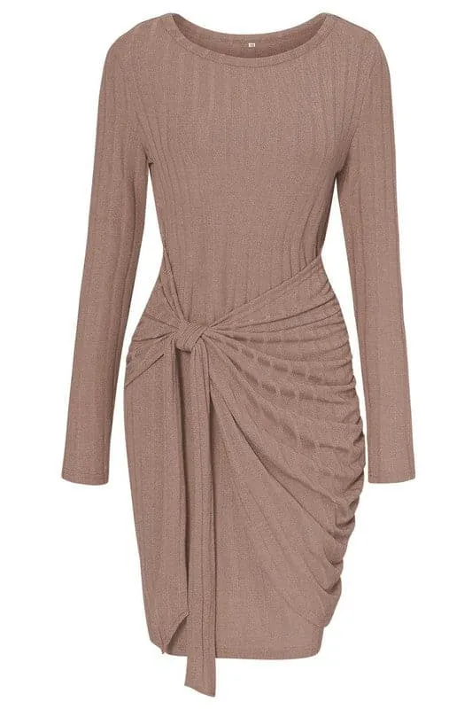 BX995 Tie Waist Sweater Dress