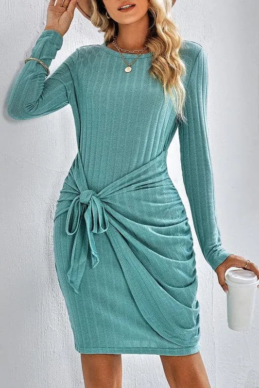 BX995 Tie Waist Sweater Dress