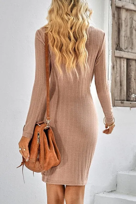 BX995 Tie Waist Sweater Dress