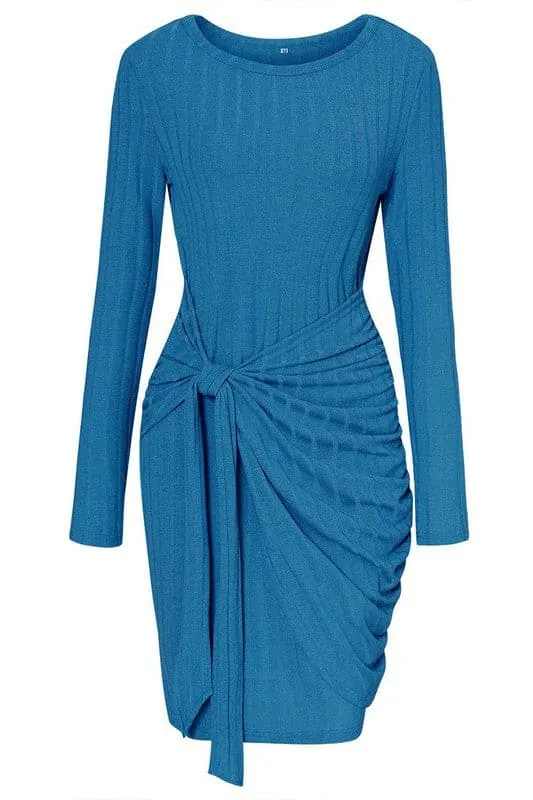 BX995 Tie Waist Sweater Dress
