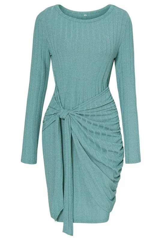 BX995 Tie Waist Sweater Dress