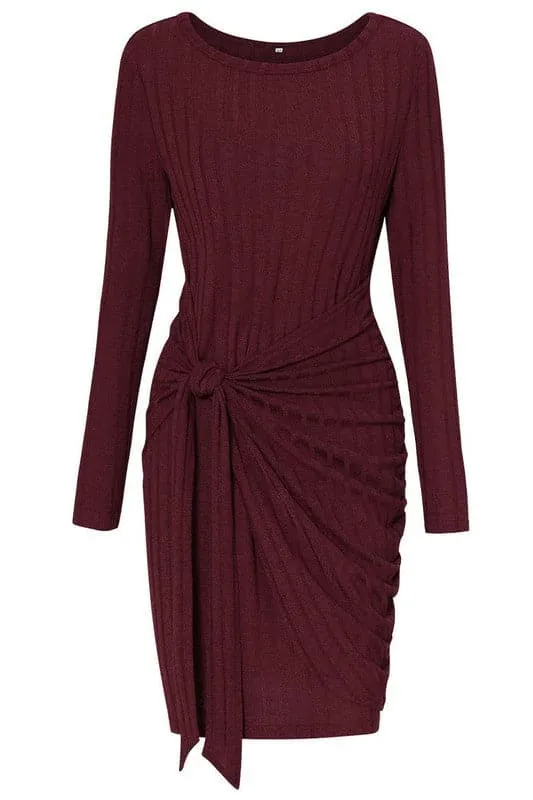 BX995 Tie Waist Sweater Dress