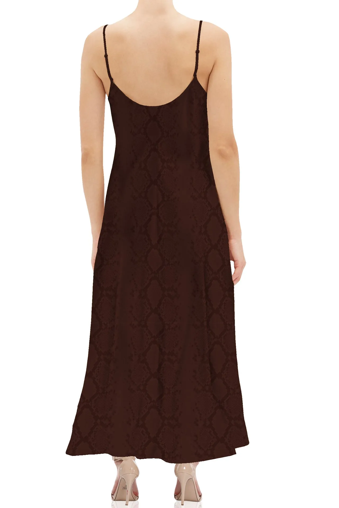Camisole Midi Slip Dress in Brown