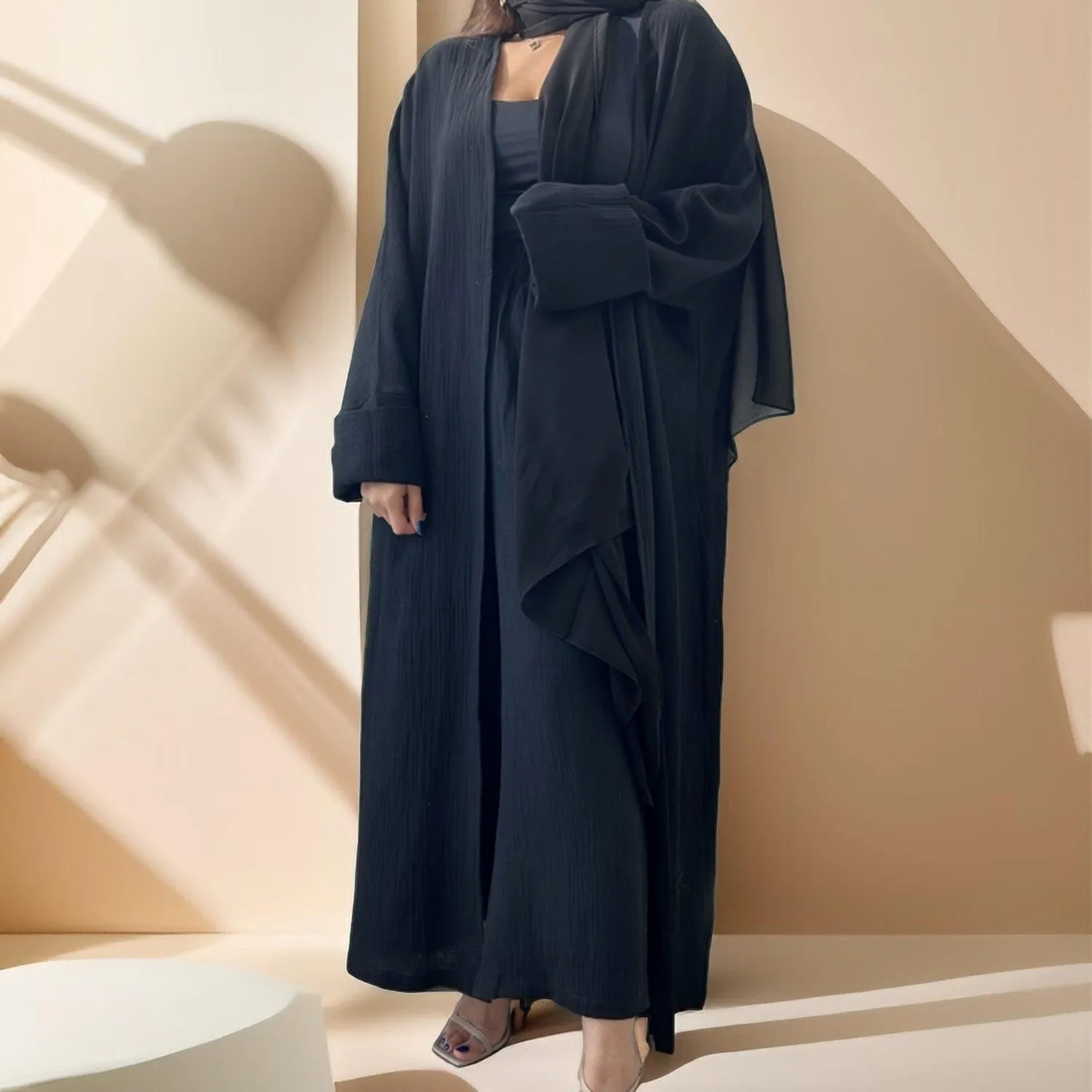 Casual cardigan abaya and Pants Set