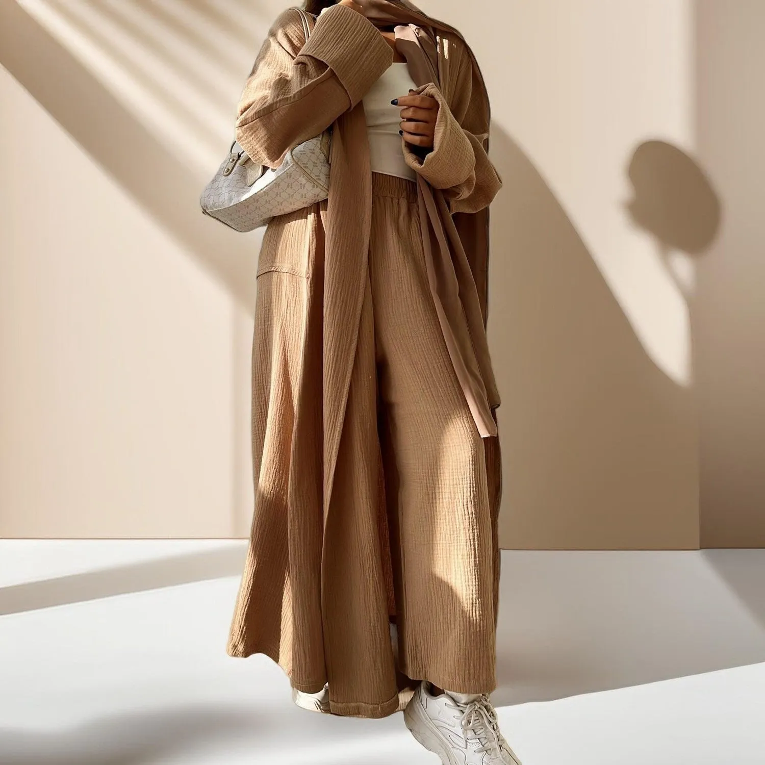 Casual cardigan abaya and Pants Set