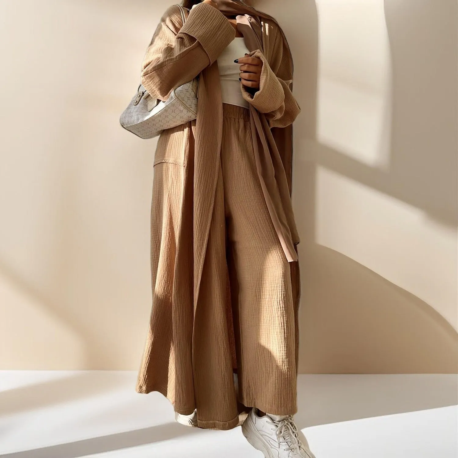 Casual cardigan abaya and Pants Set