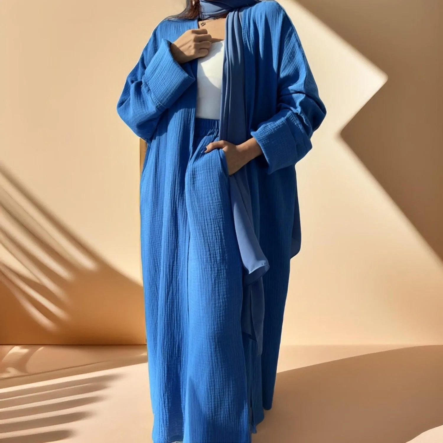 Casual cardigan abaya and Pants Set