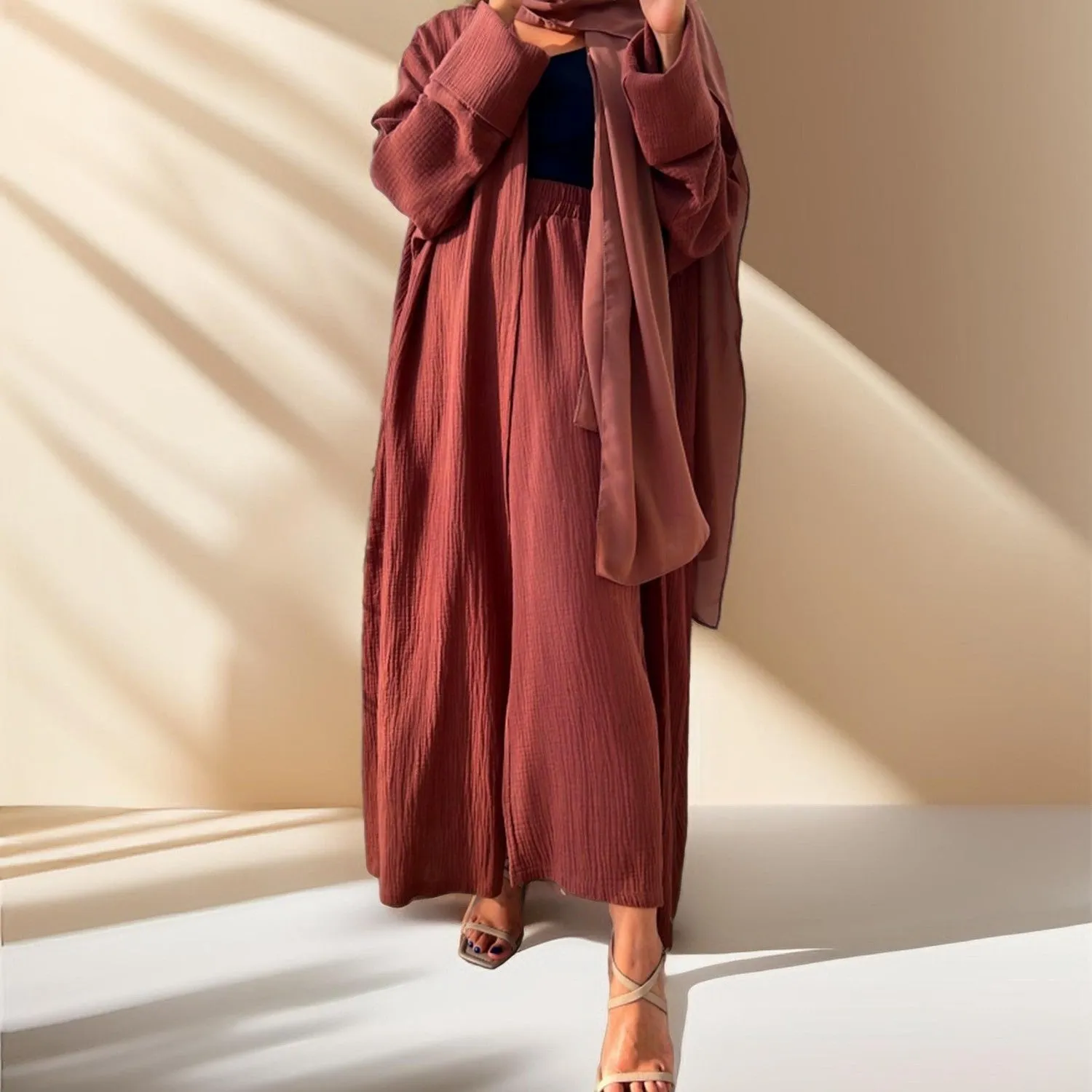 Casual cardigan abaya and Pants Set