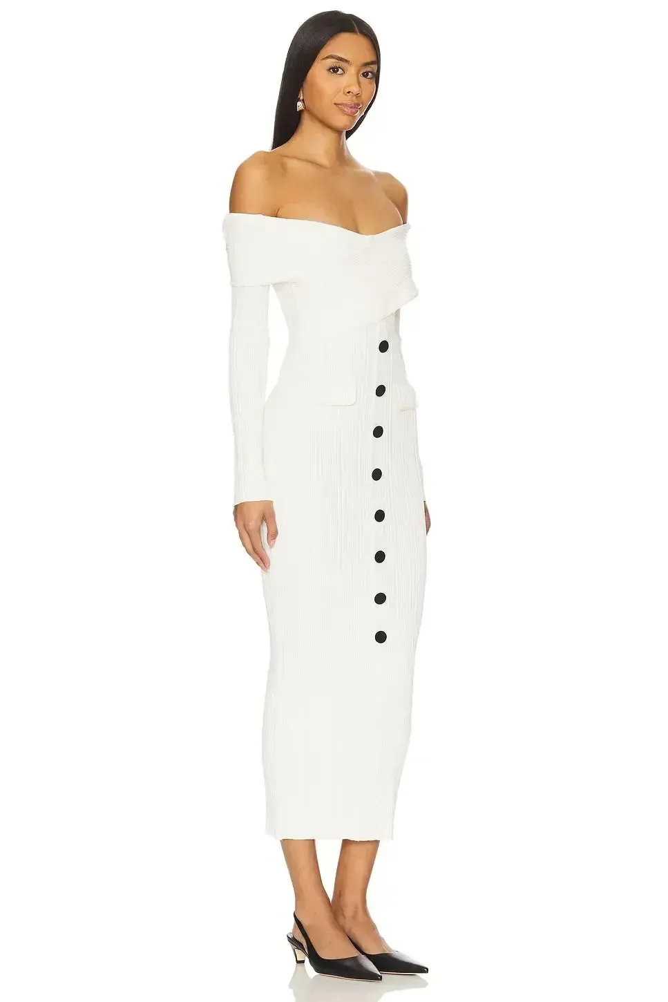 Classy Fit Off - Shoulder Slim-fit Knitted Long Dress