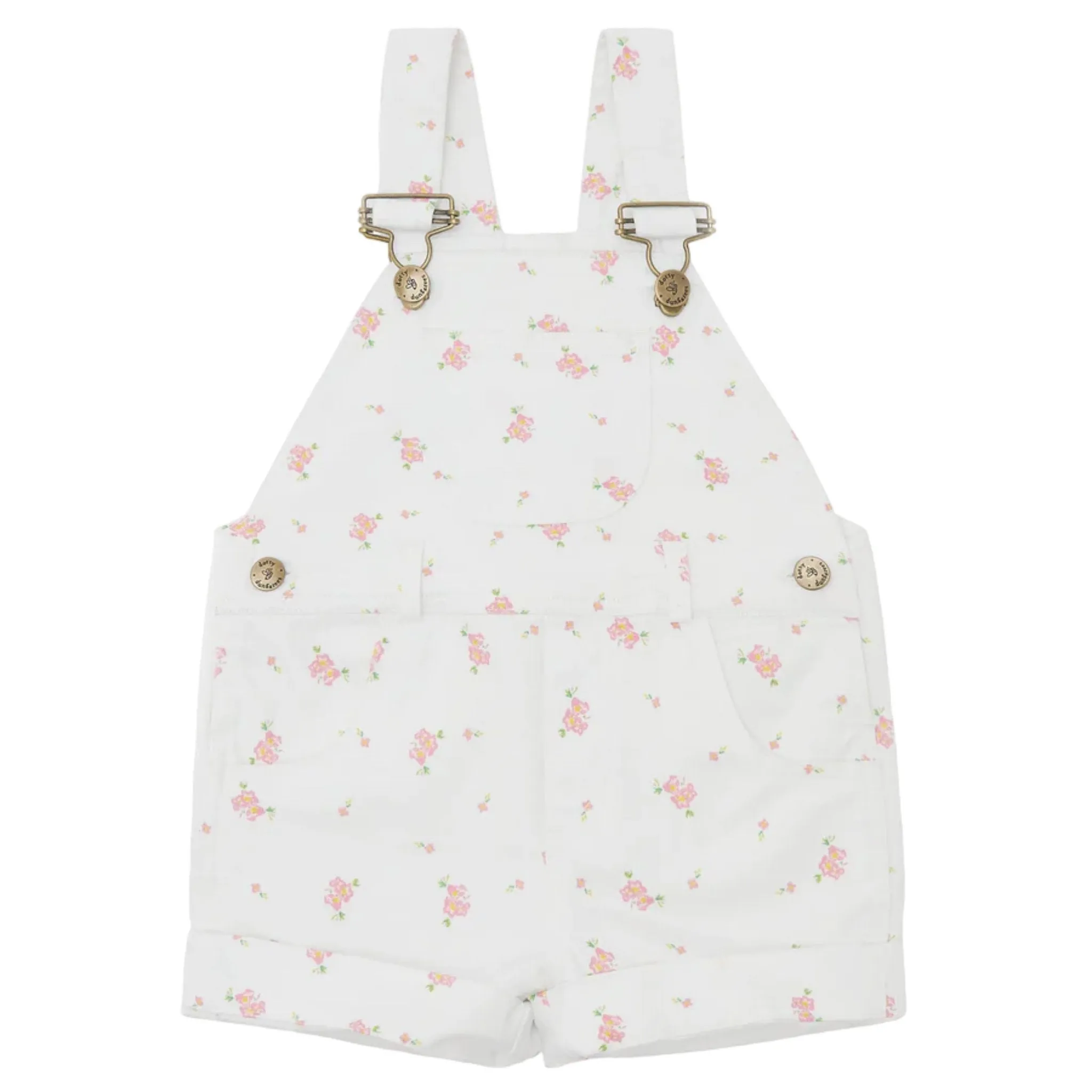 Dotty Dungarees Floral Cream Overall Shorts