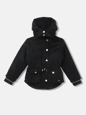 Elle Girls Solid Full Sleeves Stand Collar Jacket