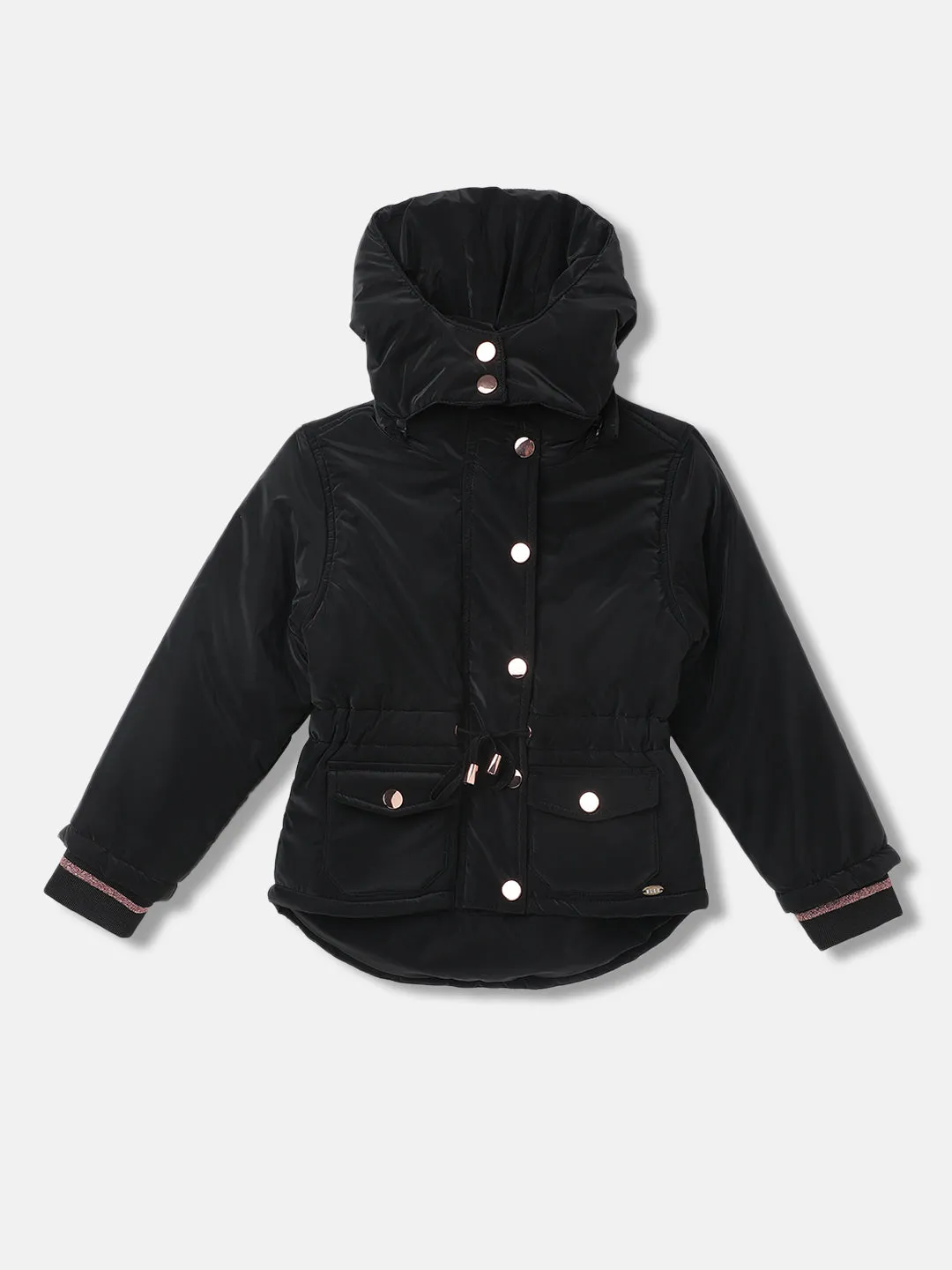 Elle Girls Solid Full Sleeves Stand Collar Jacket