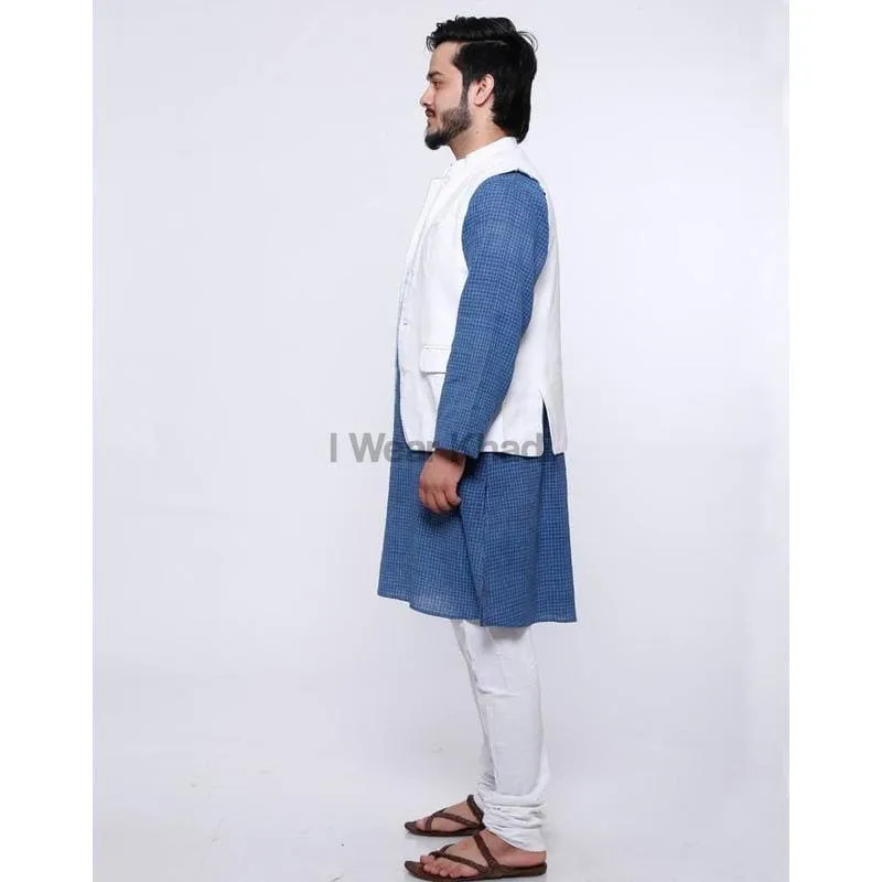 Ethnic White Khadi Men Nehru Jacket