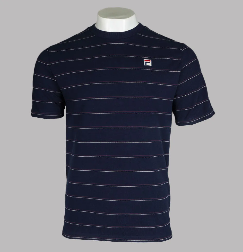 Fila Vintage Leon Stripe T-Shirt Navy
