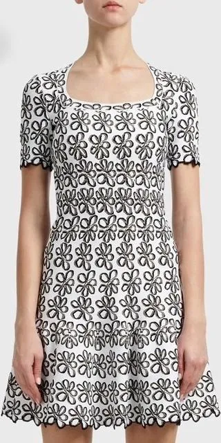 Floral Jacquard Knit Mini Dress