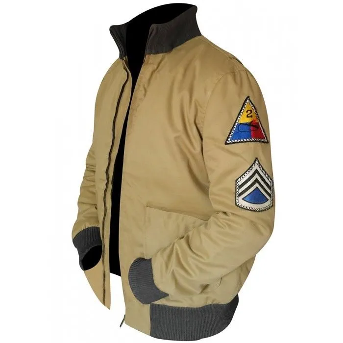 Fury Unleashed: Embody Brad Pitt's Spirit as a US Army Tanker in a WW2 Military-Inspired Cotton Bomber Jacket for Men