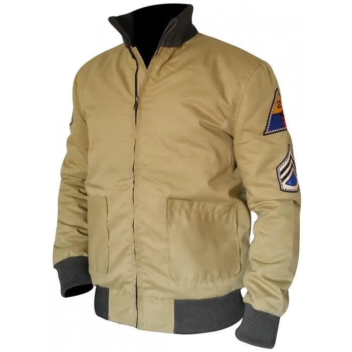 Fury Unleashed: Embody Brad Pitt's Spirit as a US Army Tanker in a WW2 Military-Inspired Cotton Bomber Jacket for Men