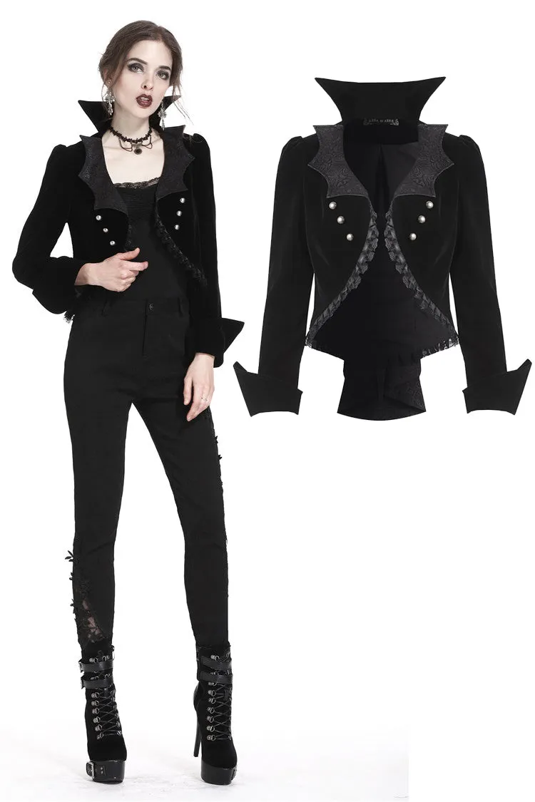 Gothic bat collar velvet short tailed jacket JW182