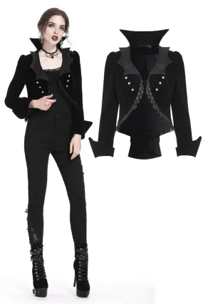 Gothic bat collar velvet short tailed jacket JW182