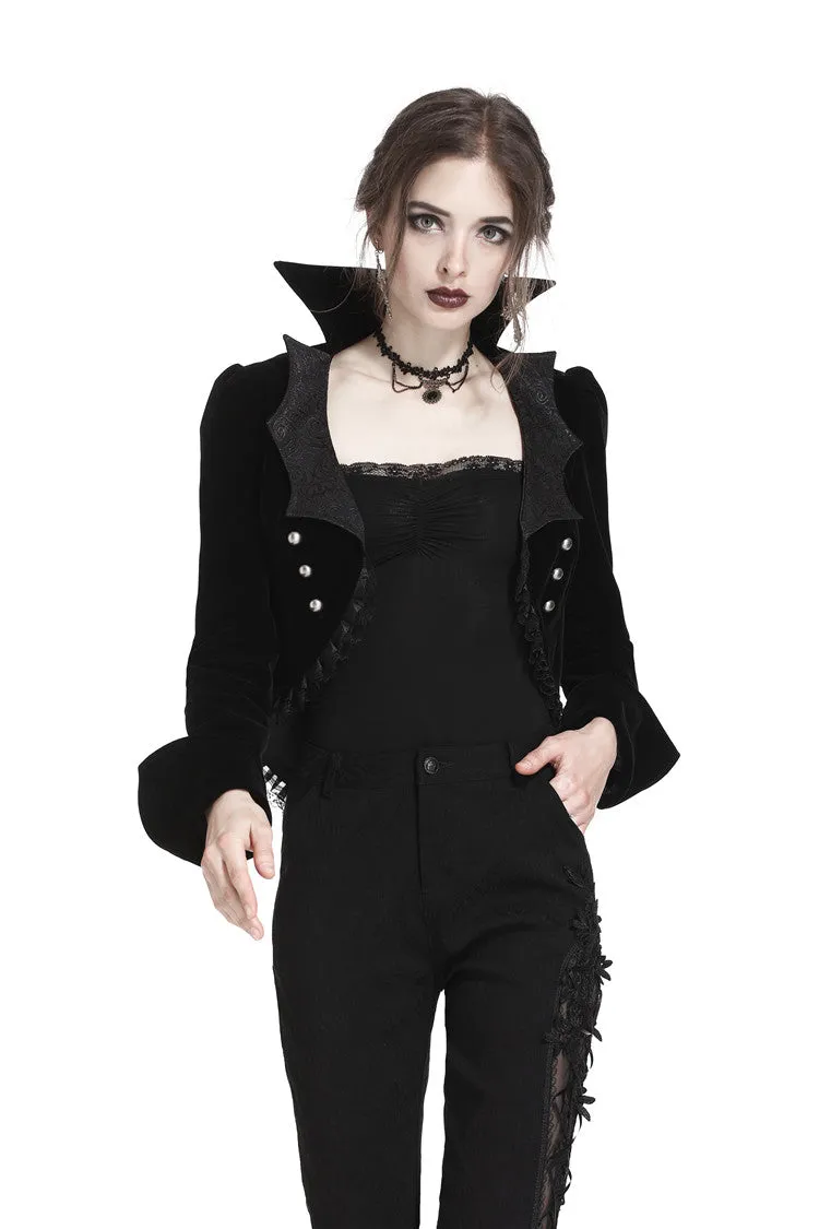 Gothic bat collar velvet short tailed jacket JW182