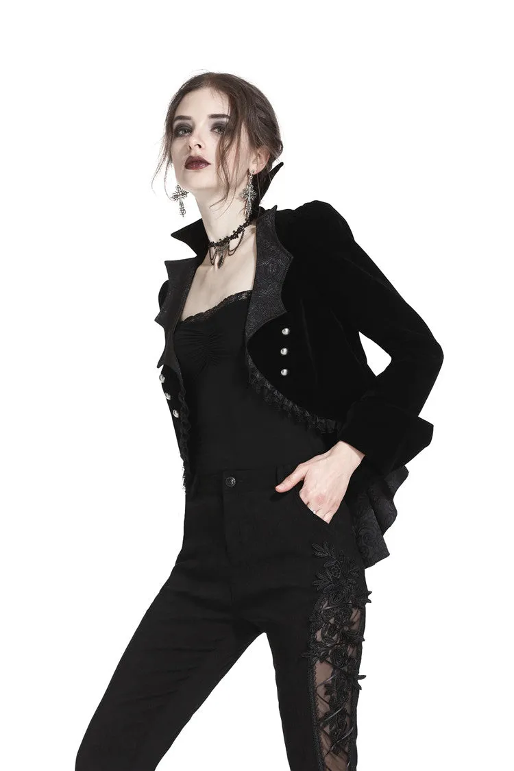 Gothic bat collar velvet short tailed jacket JW182