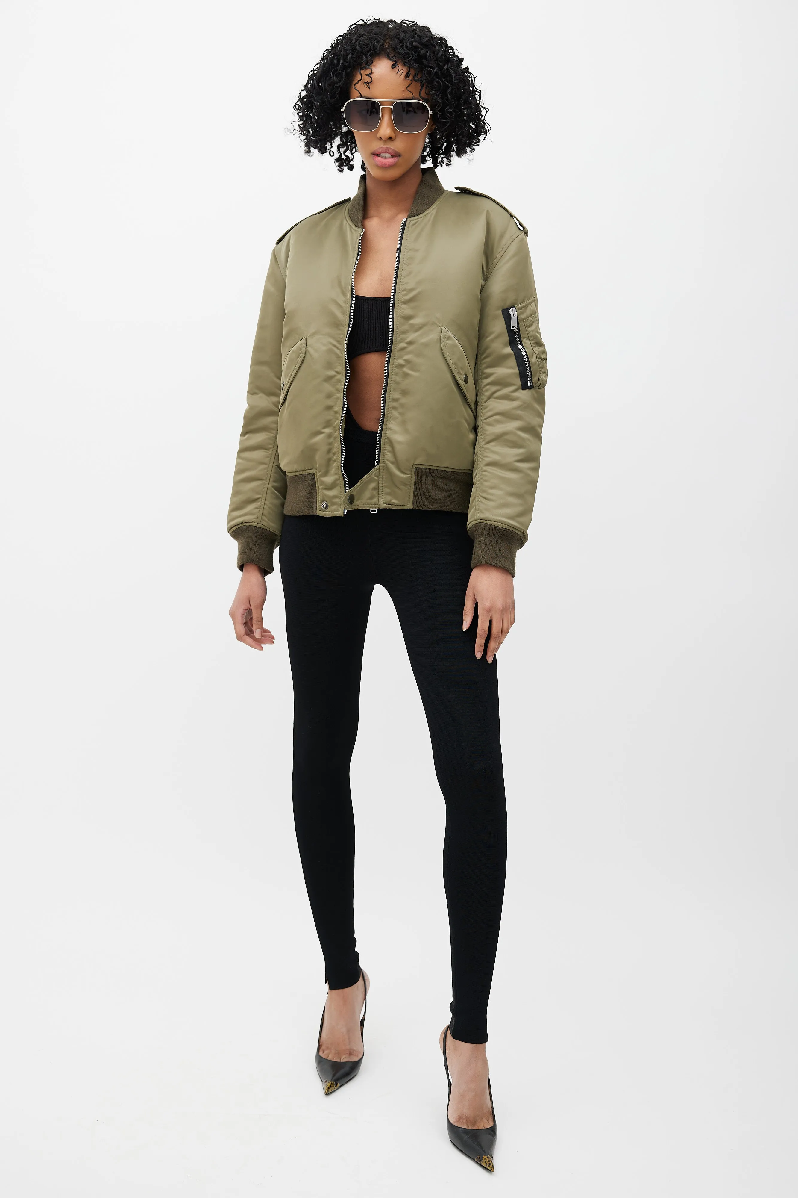 Green Padded Bomber Jacket