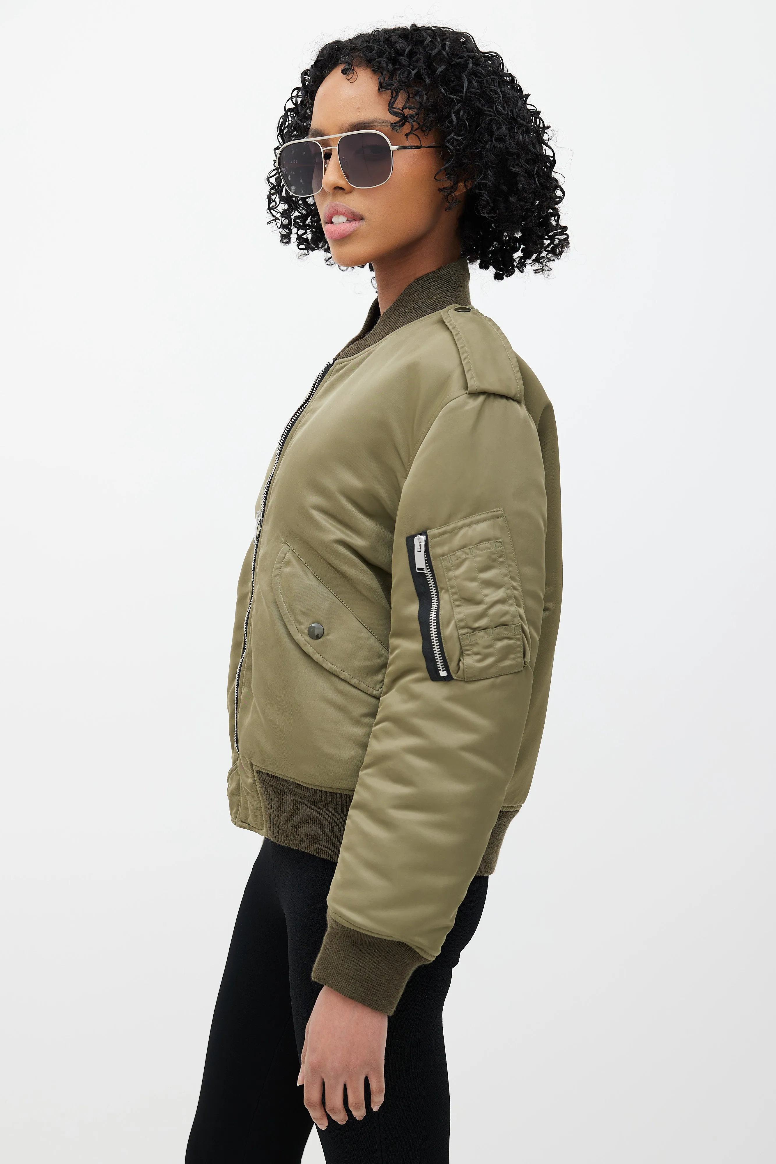 Green Padded Bomber Jacket