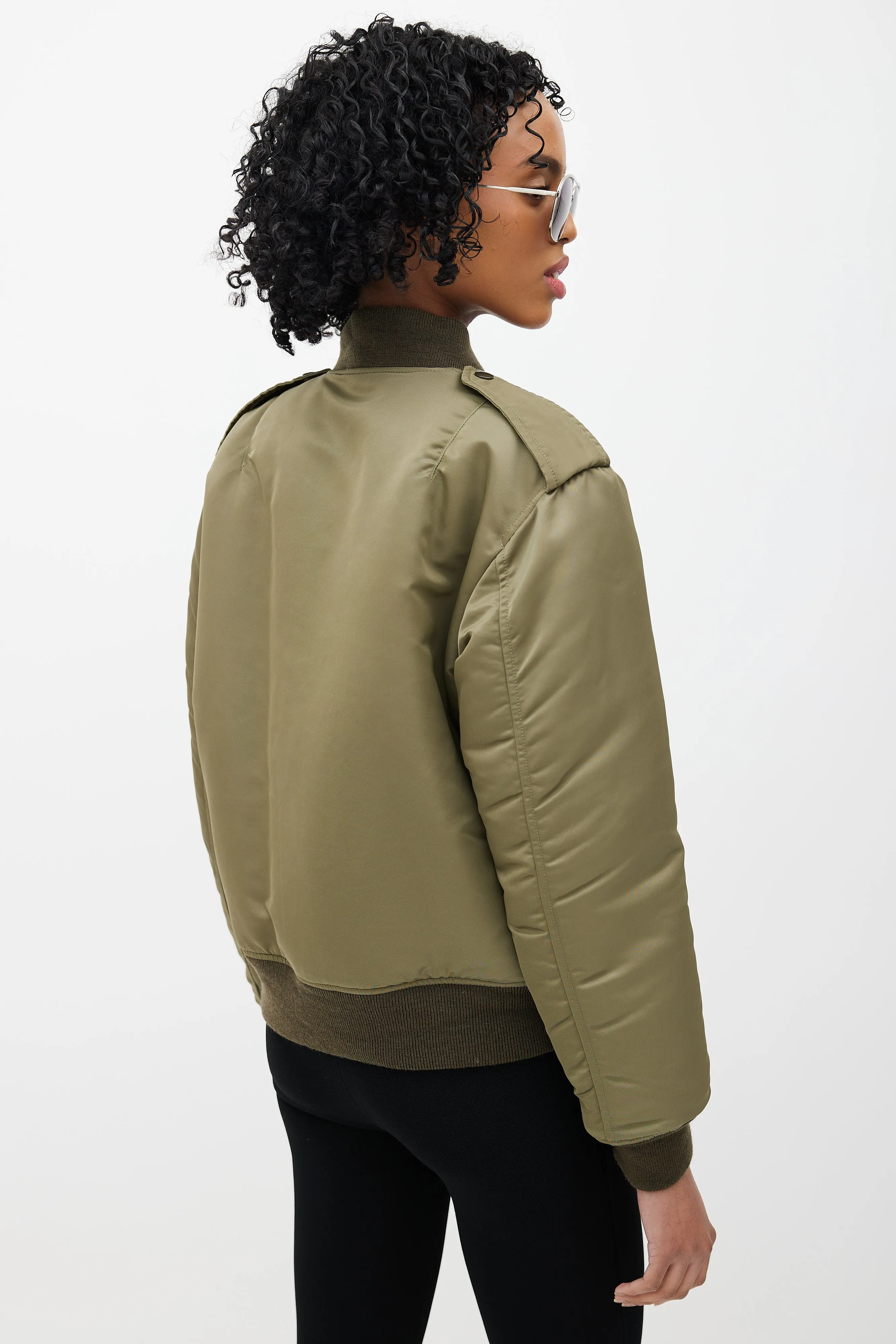 Green Padded Bomber Jacket