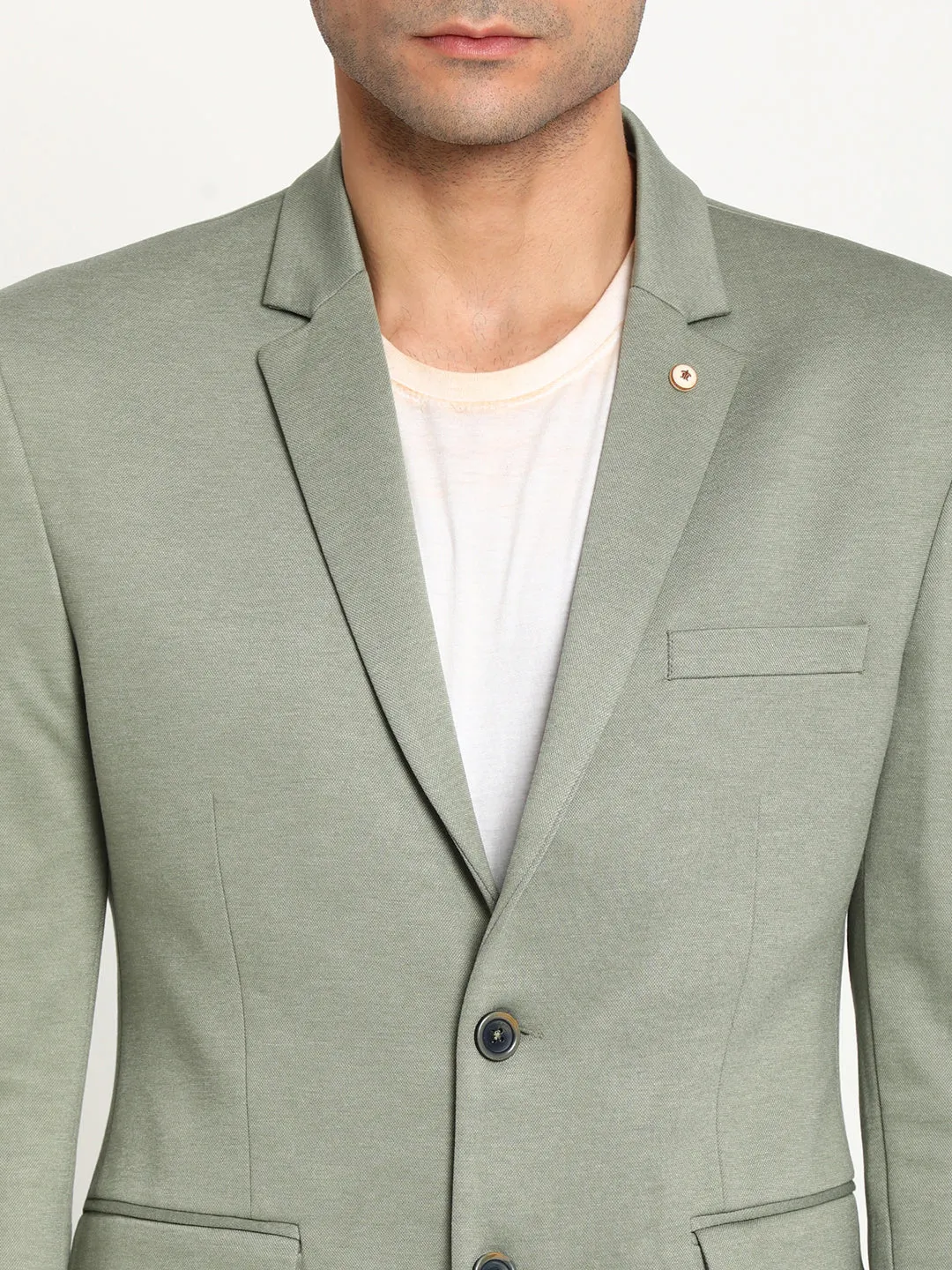 Grey Cotton Solid Formal Blazer