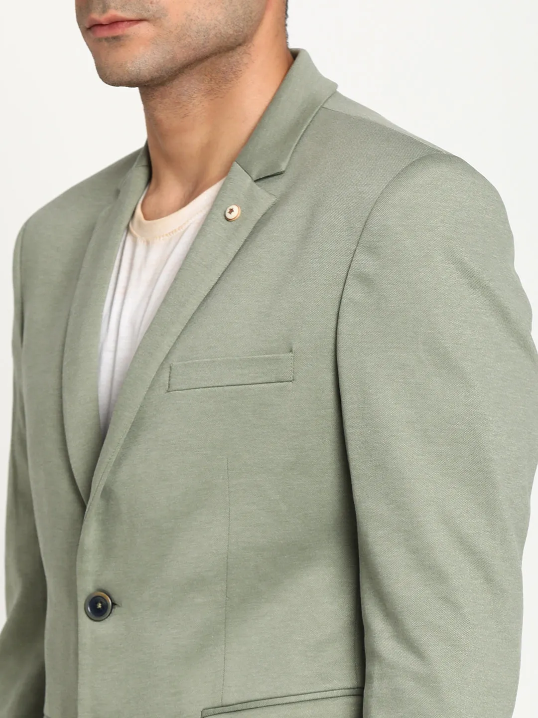 Grey Cotton Solid Formal Blazer