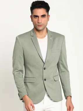 Grey Cotton Solid Formal Blazer