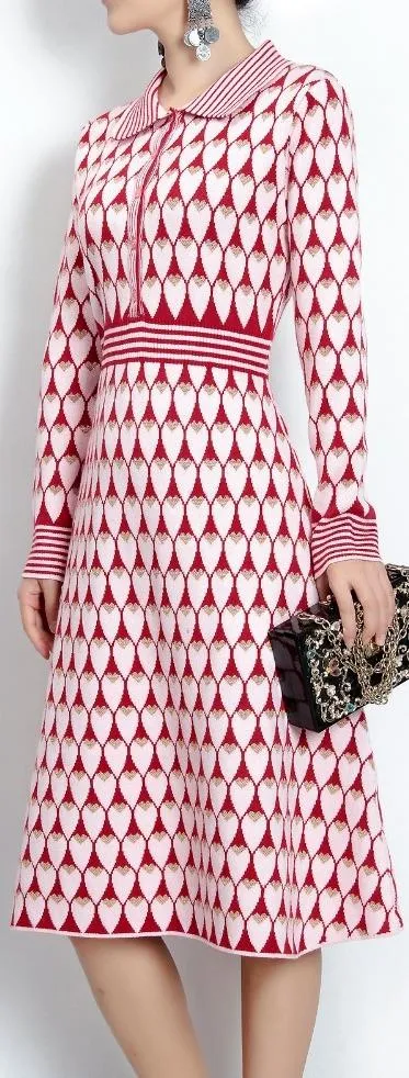 Heart-Printed Knit Dress