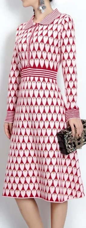 Heart-Printed Knit Dress